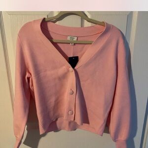 Crown & Ivy Pink Button-Up Cardigan